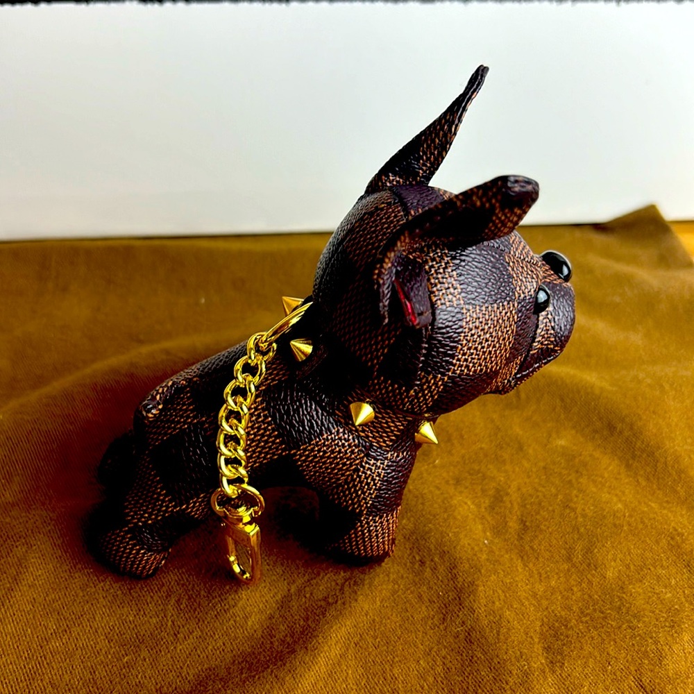 Beautiful Purse that was upcycled into a dog to create a Keychain for dog fans
